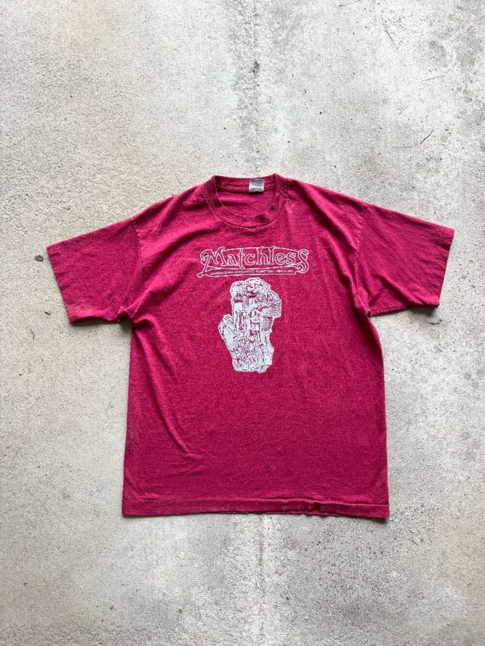 Vintage 90's MATCHLESS MOTORCYCLES Maroon Red Single Stitch T-Shirt, Size XL